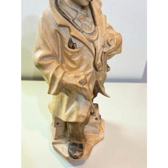 VTG 70s Toni Baur Wood Carving Arzt Mit Großer Spritze Old School Doctor 6" - Picture 7 of 13